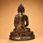Antique Copper Amitayus Buddha with High-Relief Chased Mud-Gild Finish - Image 5