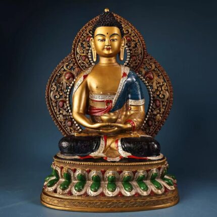 Polychrome Gilded bronze Amitayus Buddha Statue