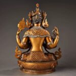 Vintage Gilt Copper Four-Armed Avalokitesvara with Silver and Polychrome Accents (Tibetan Tantric Style) - Image 6