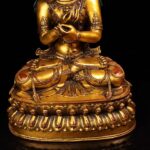 Gold-Gilt Fine Copper Vajradhara Buddha Statue with Antiqued Finish - Image 4