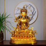 Gilt-bronze Statue of Esoteric Ksitigarbharaja- Sacred facial carving, full of vitality