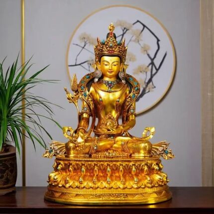 Gilt-bronze Statue of Esoteric Ksitigarbharaja- Sacred facial carving, full of vitality
