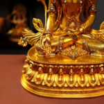 Gilt-bronze Ksitigarbharaja Bodhisattva- Canonical sculptural conformation