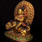 Exquisitely Crafted Aged Copper Polychrome Manjushri Bodhisattva in Childlike Form - Image 3