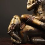 vintage aged copper statue of Samantabhadra Bodhisattva