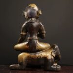 Samantabhadra Bodhisattva Statue with Traditional Paste Gilding on Aged Copper
