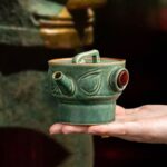 Antique-Style Celadon Cup Set with "Sanxingdui" Motifs - Image 4