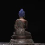 ged Copper, Gilded Face, Gemstone Inlays, Shakyamuni/Sakyamuni Buddha in Dhyana Mudra with Alms Bowl