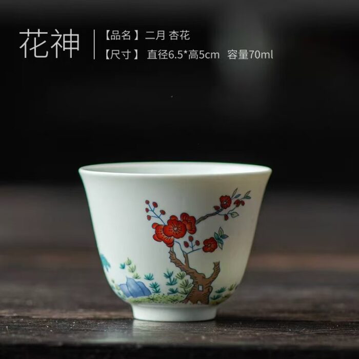 Set of Wine/Tea Cups with Flowers of the Twelve Months - Image 2