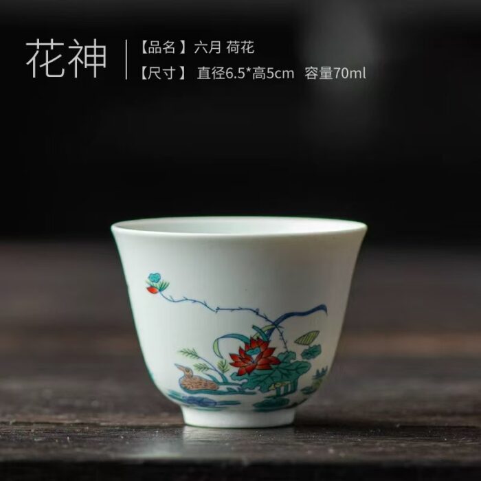 Set of Wine/Tea Cups with Flowers of the Twelve Months - Image 6