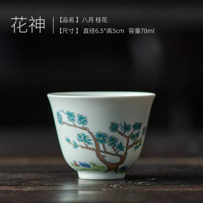 Set of Wine/Tea Cups with Flowers of the Twelve Months - Image 8