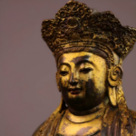 Aged Gilt Copper Vairocana Buddha Icon, Ming Dynasty Han Chinese Buddhist Style - Image 4