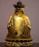 Aged Gilt Copper Vairocana Buddha Icon, Ming Dynasty Han Chinese Buddhist Style - Image 6