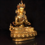 Gold-Gilt Copper Vajradhara Buddha, sacred primordial Buddha statue for worship and collection