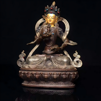 Aged Copper & Silver Gilt Vajrasattva Statue