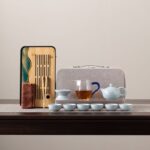 Archaistic Ru-Style Grey-Blue Glaze Portable Kung Fu Tea Set - Image 4