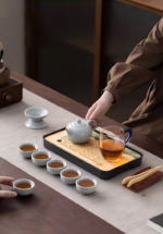 Archaistic Ru-Style Grey-Blue Glaze Portable Kung Fu Tea Set - Image 9