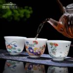 Emperor Kangxi Blue‑and‑White Wucai Twelve‑Month Floral God Cups