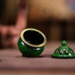 Vessel of Archaistic Mini Tripod Brass Censer Adorned with Emerald‑Green Glaze - Image 5