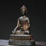 Antique Mud-Gilded Amitabha Bronze Sculpture - Image 3
