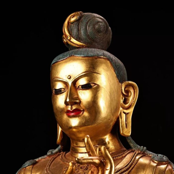 Zanabazar style Lokeshvara bronze figure, Sarnath clinging drapery plump lotus base