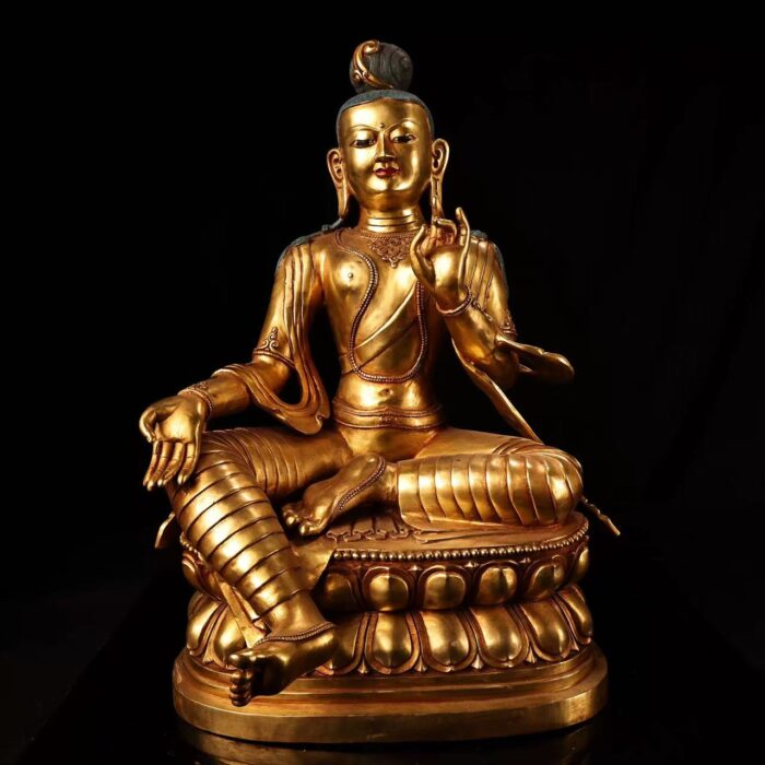 Meditation focal Avalokiteshvara gilded ornament, Zanabazar aesthetic vintage decor