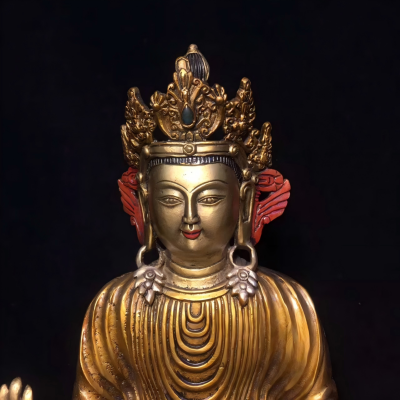 A highly intricately carved sandalwood Buddha figure