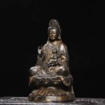 Vintage Zen decor bronze child-giving Avalokitesvara sculpture