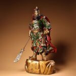 Vintage Polychrome Bronze Guan Yu Ornament for Neo-Chinese Interior Aesthetic Decoration
