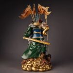 God of Martial Wealth Statue with Five Directional Banners
