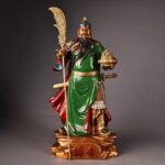 Polychrome bronze gilt Guan Yu statue