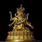 Fire thick gilding, bas-relief secret pattern, cross vajra base, integrated lost-wax casting, serene facial carving