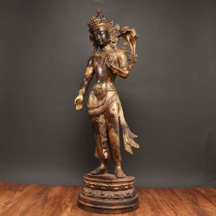 from Newar, Kathmandu Valley Nepal, imported to Tibet post 18th Century evolving indigenous standing Jampa format