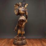 a tall standing finish of Jampa/Maitreya, with partial selective gilding & artificially aged worn patina