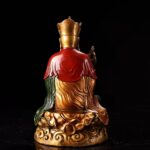 Ancient Craft Painted Gilded Bronze Seated Ksitigarbha (Ksitigarbharaja) Bodhisattva Statue - Image 5