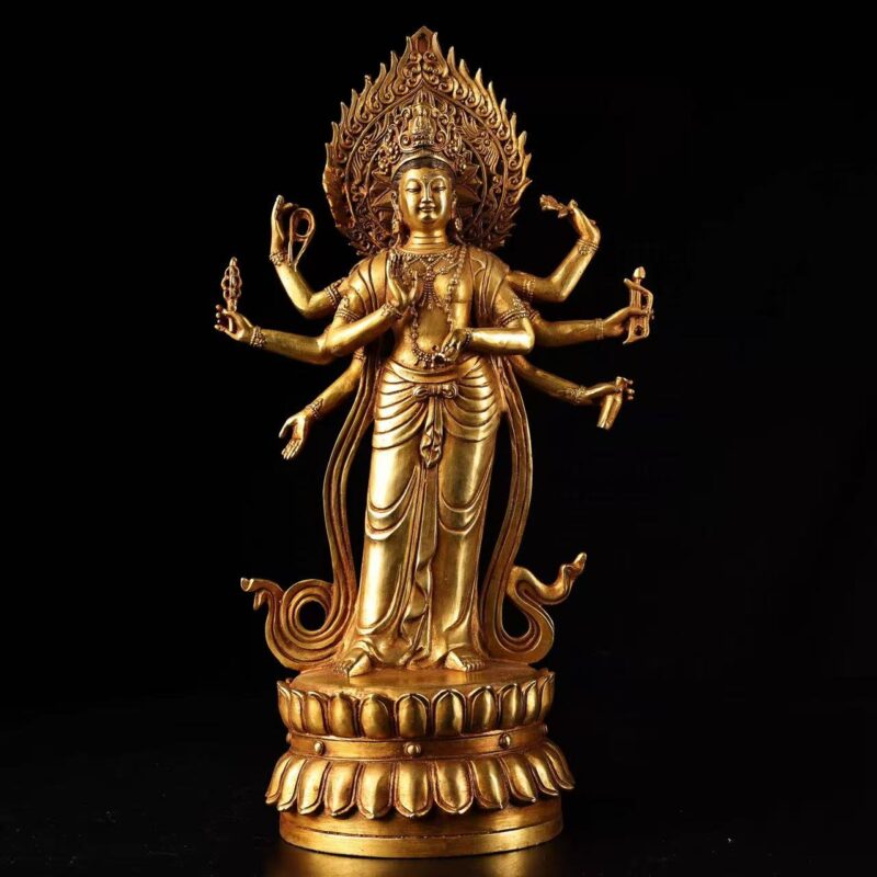 Eight-Armed Kwan-yin with fire-gilding technique