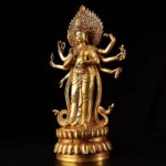 Standing Avalokiteshvara statue on a Double-Tiered Lotus Throne