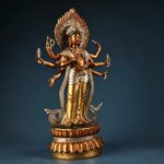 eight-armed Kwan-yin/Avalokiteshvara with antiqued bronze colored