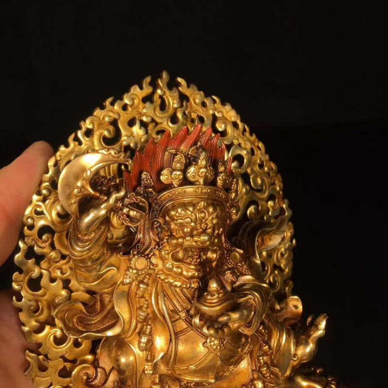 Eastern Classical Art: Two-Armed Mahakala Statue, High-End Furnishing for Meditation Space