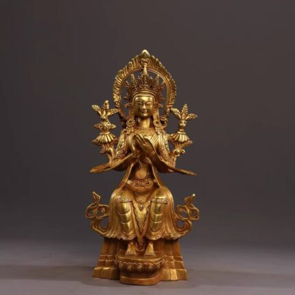 Tsang Style Maitreya, the Future Buddha bronze gilded icon