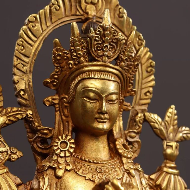 Fully Gilt Chased Ornament Maitreya Bodhisattva, Vintage Chinese Decoration for Tea & Incense rituals