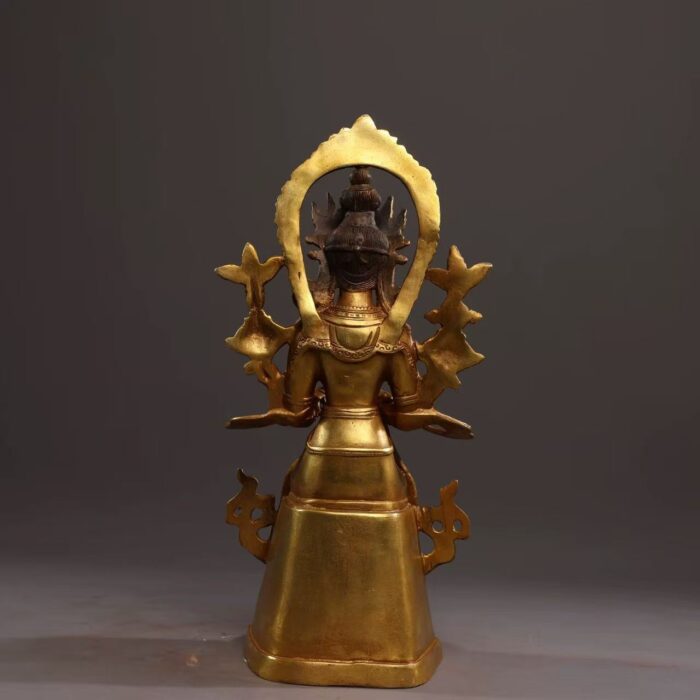 Gilt Copper Lalitasana Jampa Statue on Sumeru Lotus Base