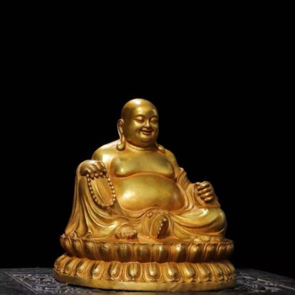 Laughing Buddha, Maitreya Bodhisattva gilt bronze sculpture, Han-Chinese style