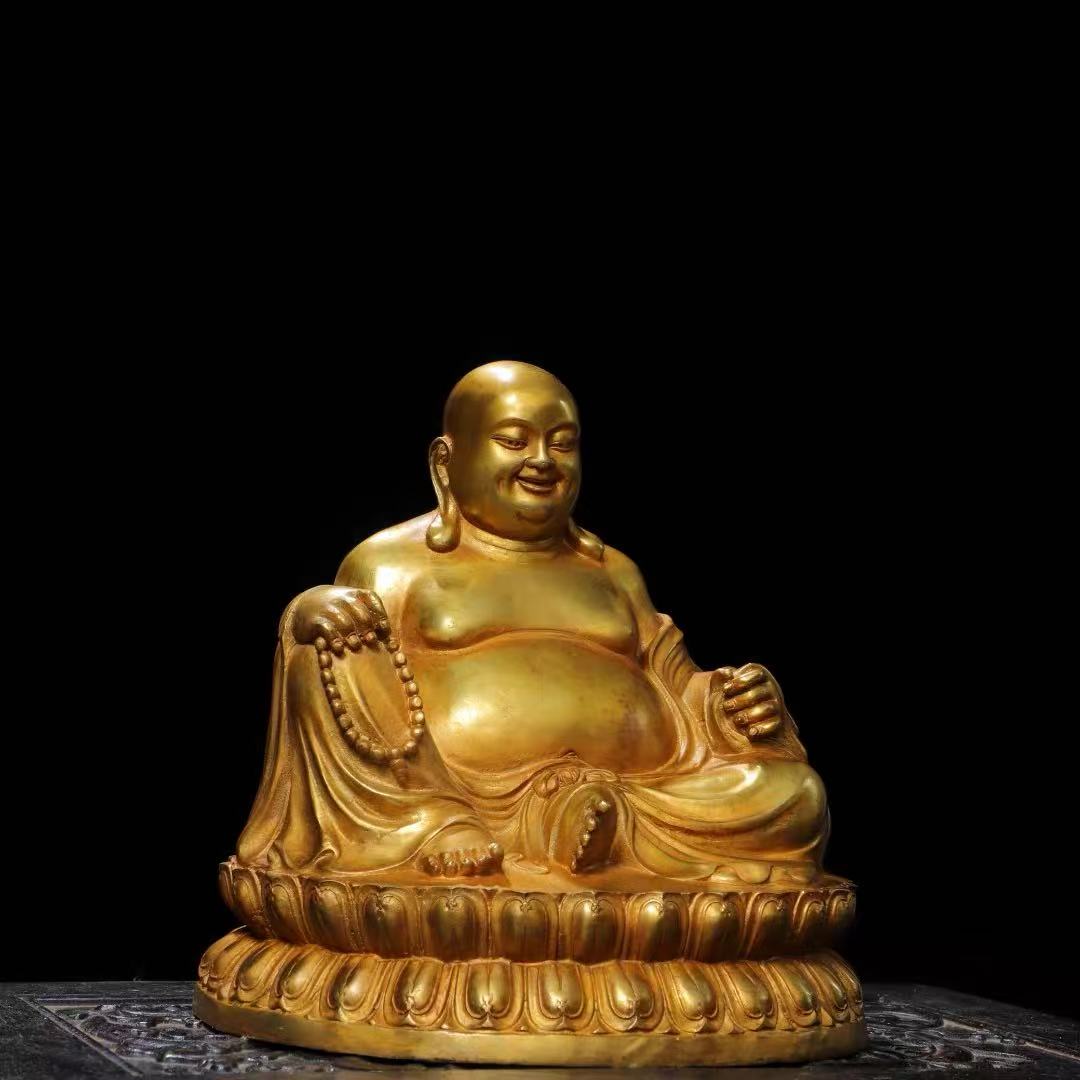 Maitreya-Bodhisattva1 Laughing Buddha, Maitreya Bodhisattva gilt bronze sculpture, Han-Chinese style