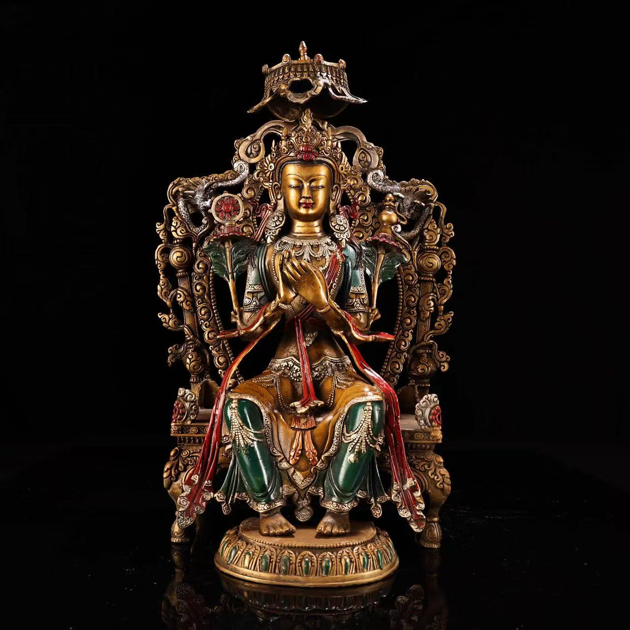 Maitreya01 15th Century Tibetan Gilt Bronze Seated Bodhisattva Maitreya, Fully Provenanced Himalayan Collectible