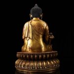 Chinese zen tea room decor gilded Medicine Buddha statue for incense ceremony and slow living