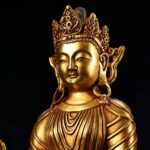 Wellness decor: gilt bronze Sandalwood Buddha for yoga and tea room