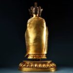 Hand-carved gilt bronze Candana Buddha- shining golden charms