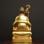 Exquisitely gilt bronze Sun Simiao statue, suitable for TCM clinics, herbal pharmacies, and home shrines.