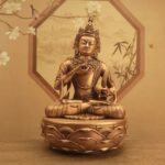 Antique patina bronze Zanabazar Vajrasattva intricate engraved robe & jewelry detailing